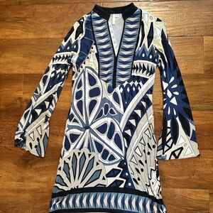 Envi Geometric Blue, Black and White Dress